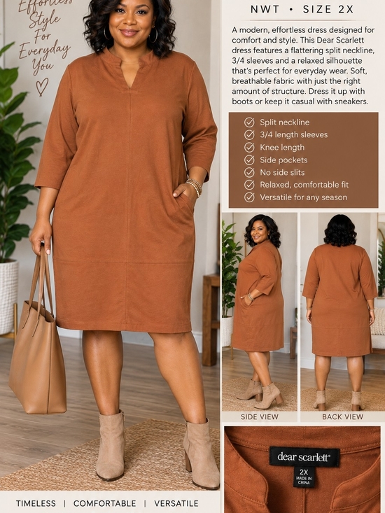 Dear Scarlett Dresses & Skirts - Dear Scarlett NWT Rust Brown Knee-Length Dress – Size 2X